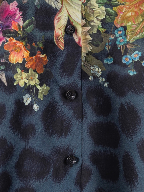Karmamia Elle Skjorte, Navy Flower Leopard